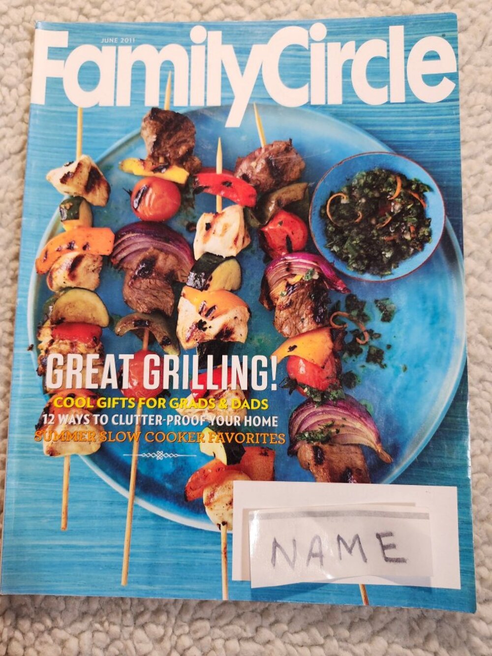 Family Circle Magazine June 2011 Great Grilling Blue Single Issue Recipes